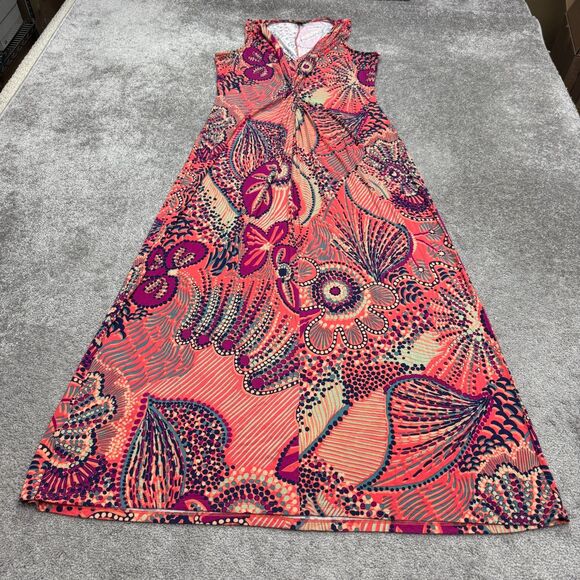 Tommy Bahama Abstract Twisted Front Maxi Dress Womens XL Multi Sleeveless Boho - Picture 1 of 14